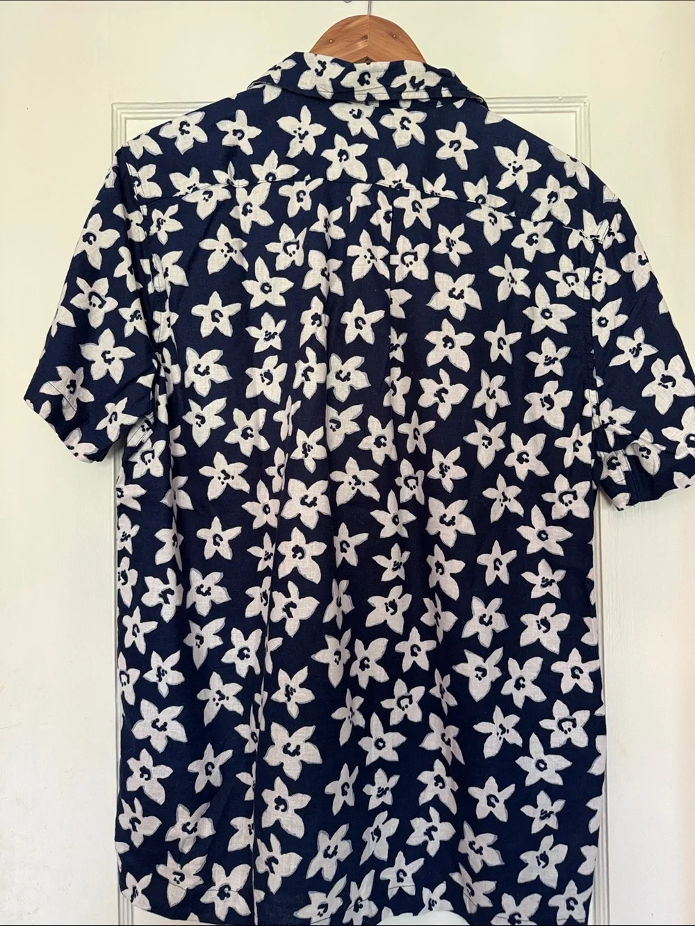 J. Crew Navy & White Floral Hemp-Cotton Shirt
